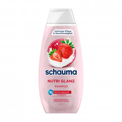 Schauma Shampoo Nutri Glanz, 400 ml, Schauma восстанавливающий шампунь Nutri Glanz с клубникой, миндальным молочком и провитамином B5, 400 мл