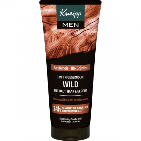 Kneipp MEN 3 in 1 Pflegedusche Wild, 200 ml, Kneipp мужской гель для душа 3 в 1 «Дикий характер» с сандалом и зелёным чаем, 200 мл