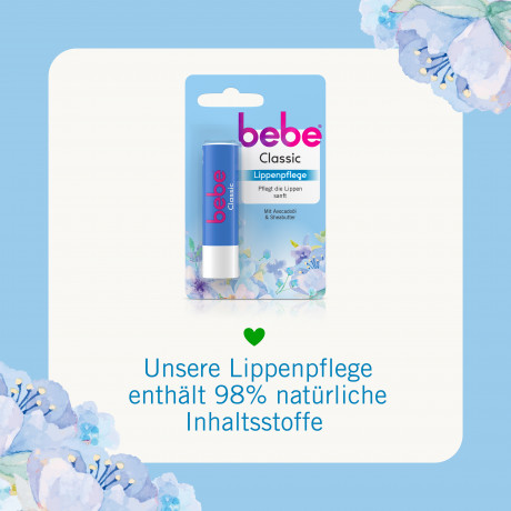 bebe Lippenpflege Classic, 4,9 g, bebe бальзам для губ Classic с маслом ши и маслом авокадо, 4,9 г