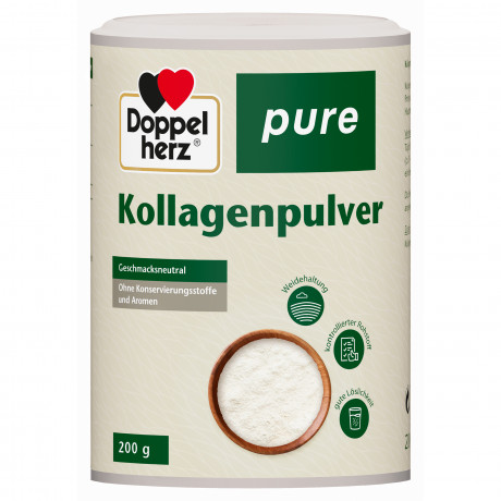 Doppelherz pure Kollagenpulver, Pulver, 200 g, Гидролизованный говяжий коллаген без вкуса и ароматизаторов для дополнения рациона, порошок, 200 г