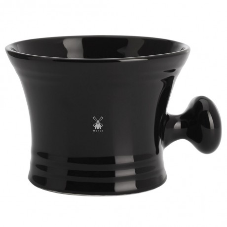 Muhle Rasiertopf Porzellan, schwarz, mit Griff  Баночка для бритья фарфоровая, черная, с ручкой