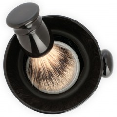 Muhle Rasiertopf Porzellan, schwarz, mit Griff  Баночка для бритья фарфоровая, черная, с ручкой