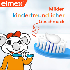 elmex Zahnpasta Kinder Doppelpack (2x50 ml), 100 ml, Детская зубная паста Kinder с фторидом для защиты от кариеса, 2–6 лет, 2 × 50 мл