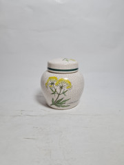 Баночка винтажная Herr Fayence &quot;Любисток&quot; с крышкой, кракелюр, фарфор, 9.5 см, Германия, 1970-80гг.