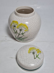 Баночка винтажная Herr Fayence &quot;Любисток&quot; с крышкой, кракелюр, фарфор, 9.5 см, Германия, 1970-80гг.