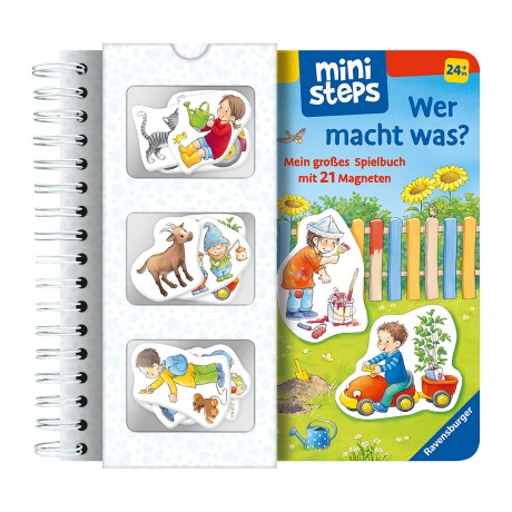 Ravensburger ministeps: Wer macht was? Mein grosses Spielbuch mit 21 Magneten минишаги: кто что делает? Моя большая книга с 21 магнитом