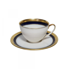 Кофейная пара винтажная Hutschenreuther Bavaria в черно-золотых тонах, фарфор, Германия, 1970-80гг.