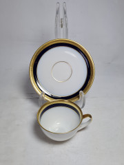 Кофейная пара винтажная Hutschenreuther Bavaria в черно-золотых тонах, фарфор, Германия, 1970-80гг.