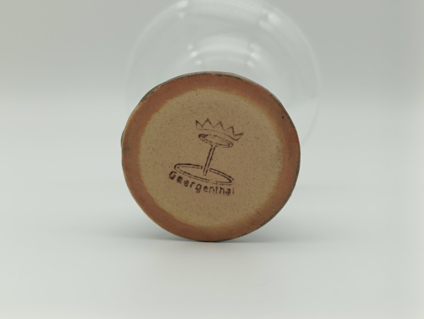 Кувшин винтажный с бокалами Georgenthal / Коллекция Cherry с крышкой, узкое горлышко, керамика / стекло, кувшин - 1 шт., бокалы - 4 шт., Германия, 1970-80гг.