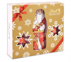 Lindt Weihnachtsmann Geschenkbox 450g Подарочный набор с фигуркой Деда Мороза  и шариками альпийского молочного шоколада, 450 грамм