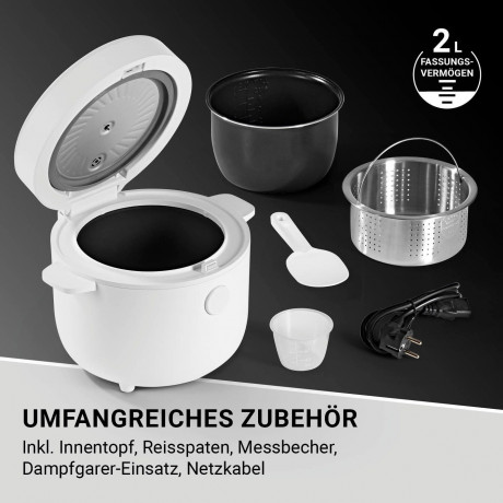N8WERK N8WERK Reiskocher mit 5 Kochmodi und Dampfgarer-Einsatz Cooker Multikocher, 400 W schwarz Рисоварка N8WERK с 5 режимами приготовления и пароваркой-мультиваркой, 400 Вт