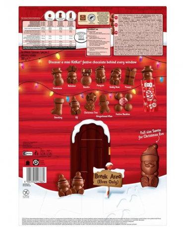 KitKat Adventskalender 3stk Адвент-календарь 2025, 24 шоколадные фигурки с хрустящими вафлями, 41см х 28см, 208 грамм х 3 штуки