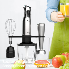 iceagle iceagle Stabmixer 4-in-1 mit Schneebesen, Becher und Zerkleinerungsschussel 1000W, 1000,00 W, Schneebesen, Milchaufschaumer, Zerkleinerer, Mashers, 600ml Messbecher  Ручной блендер Iceagle 4-в-1 с венчиком, чашкой и чашей для измельчения 1000 Вт,