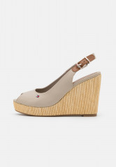 Tommy Hilfiger ICONIC ELENA SLING BACK WEDGE High heeled sandals stone ICONIC ELENA SLING BACK WEDGE Босоножки на высоком каблуке камни