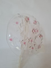 Mikasa Carmen Круглое блюдо, бело-розовые цветы на стекле, 3.5см x 21см, 1950-60гг.