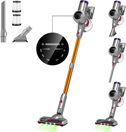 Jajibot Jajibot Akku-Hand-und Stielstaubsauger, 250,00 W, Beutellos, 26000Pa Staubsauger Kabelloser LED-Anzeige, 6-in-1 Leicht Akkusauger Беспроводной ручной и стержневой пылесос Jajibot, 250,00 Вт, без мешка, пылесос 26000 Па, беспроводной светодиодный