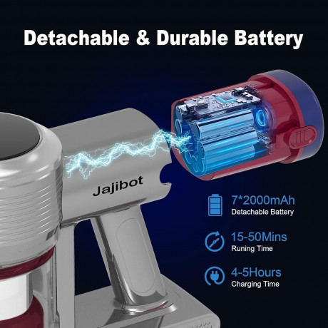 Jajibot Jajibot Akku-Hand-und Stielstaubsauger, 250,00 W, Beutellos, 26000Pa Staubsauger Kabelloser LED-Anzeige, 6-in-1 Leicht Akkusauger Беспроводной ручной и стержневой пылесос Jajibot, 250,00 Вт, без мешка, пылесос 26000 Па, беспроводной светодиодный