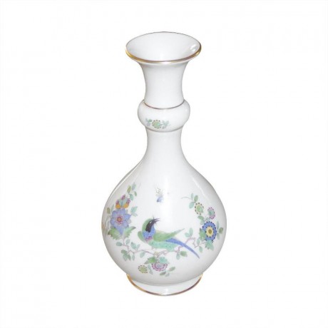 Meissen Meissen  'Neuer Ausschnitt - Indische Fels- Blumen- und Vogelmalerei 125 bunt mit Goldrand' Vase 18 cm Meissen "Новый раздел - Индийский камень, цветы и птицы, роспись 125 красок с золотым ободком" Ваза 18 см