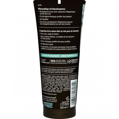 Kneipp MEN 3 in 1 Dusche Frisch & Sensitiv, 200 ml, Kneipp мужской гель для душа 3 в 1 «Свежесть и деликатный уход» для тела, лица и волос, 200 мл