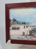 Картина винтажная Im Stil C.Stenton "Пляж Сент-адрес Клода Моне", деревянная рама, 17 х 12 см, Германия, 1960-70гг.