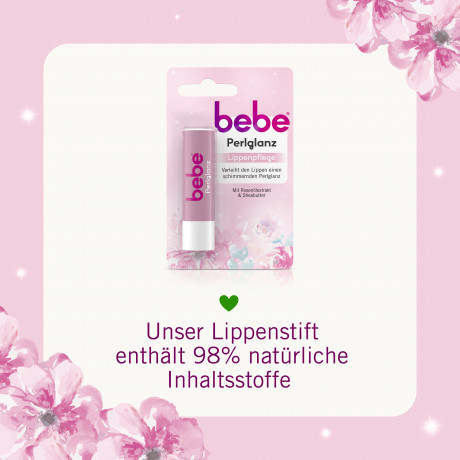 bebe Lippenpflege Perlglanz, 4,9 g, bebe бальзам для губ с перламутровым сиянием, маслом ши и экстрактом розы, 4,9 г