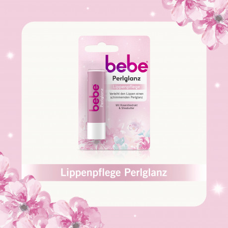 bebe Lippenpflege Perlglanz, 4,9 g, bebe бальзам для губ с перламутровым сиянием, маслом ши и экстрактом розы, 4,9 г