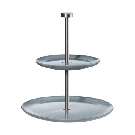 ASA SELECTION ASA Saisons Denim Etagere zweistufig h: 25 cm Oberer Teller: 15 cm / Unterer Teller: 22 cm Подставка для торта ASA Saisons Denim, двухъярусная, высота: 25 см, верхняя тарелка: 15 см, нижняя тарелка: 22 см.