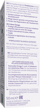 WELEDA Derma 3in1 Windelcreme Weisse Malve, 50 ml, Детский крем под подгузник Derma 3 в 1 с белой мальвой без отдушки и спирта, с рождения, 50 мл