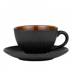Bitz Bitz Gastro black / amber Tasse 0,22 L mit Untertasse 2-tlg. Чашка Bitz Gastro черная/янтарная 0,22 л с блюдцем 2 шт.