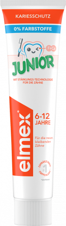 elmex Zahnpasta Kinder Junior 6-12 Jahren (2x75ml), 150 ml, Детская зубная паста Junior для укрепления эмали, 6–12 лет, 2 × 75 мл