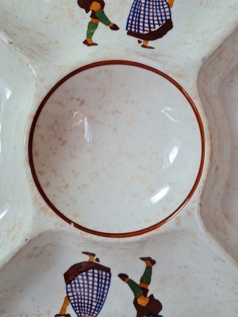 Тарелка-менажница Alpine Peasant Ware с ручками, ручная роспись, 35 см, Германия, 1960-70гг.