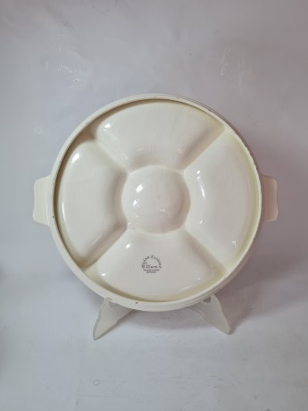 Тарелка-менажница Alpine Peasant Ware с ручками, ручная роспись, 35 см, Германия, 1960-70гг.