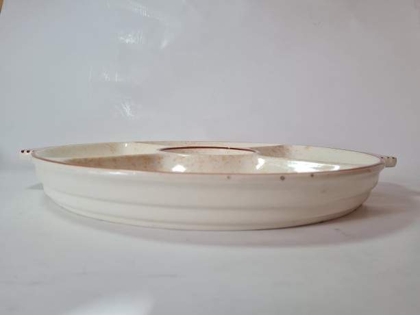 Тарелка-менажница Alpine Peasant Ware с ручками, ручная роспись, 35 см, Германия, 1960-70гг.