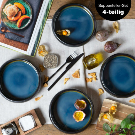 Moritz & Moritz Moritz & Moritz Suppenteller 4-tlg. REACTIV blau Суповые тарелки Moritz &amp; Moritz 4 шт. РЕАКТИВНЫЙ