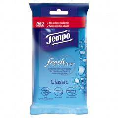 Tempo fresh to Go Classic erfrischende Feuchttucher Классические освежающие салфетки без алкоголя 10 шт.