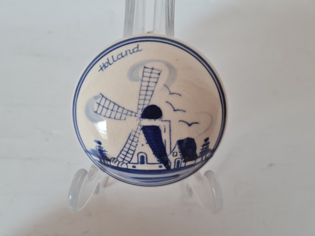 Шкатулка винтажная, с изображением мельницы, фарфор, 9 х 7см, Германия, 1950-60гг.