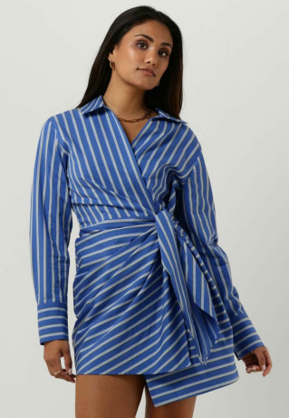 Tommy Hilfiger CO STRIPE SHORT WRAP Shirt dress blauw CO STRIPE SHORT WRAP Платье-рубашка синий и белый