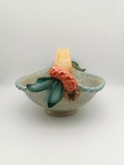 Конфетница винтажная Georgenthal / Коллекция Cherry в виде корзинки с ручкой, керамика, 21 х 20.5 см, Германия, 1970-80гг.