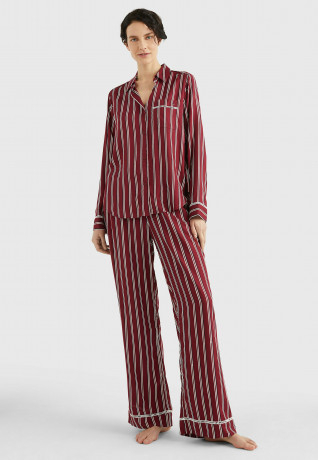 Tommy Hilfiger TONAL LOGO STRIPE Pyjama bottoms stripes rouge ПОЛОСКА С ЛОГОТИПОМ В ТОНАЛЬНУЮ ПОЛОСКУ Пижамные штаны полосатый румянец