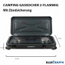 BlueCraft BlueCraft Gaskocher, (Gas-Kochfeld 2 flammen Propangas mit Schlauch und Druckminderer), Campingkocher 2-flammig mit Zundsicherung Gasschlauch Gasregler Газовая плита BlueCraft, (газовая плита, 2 пламени, пропан, со шлангом и редуктором), походн
