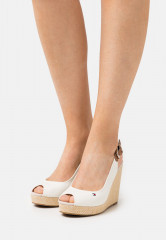 Tommy Hilfiger ICONIC ELENA SLING BACK WEDGE High heeled sandals ivory ICONIC ELENA SLING BACK WEDGE Босоножки на высоком каблуке слоновая кость