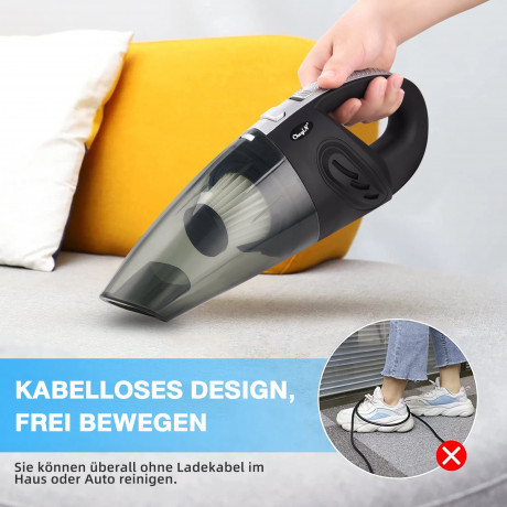 CkeyiN CkeyiN Akku-Handstaubsauger fur Haus/Auto Kabellos Nass-Trocken-Nutzung Staubsauger, 120,00 W, mit Beutel, 20 Min. Laufzeit Беспроводной ручной пылесос CkeyiN для дома/автомобиля, беспроводной пылесос для влажной и сухой уборки, 120,00 Вт, с мешко