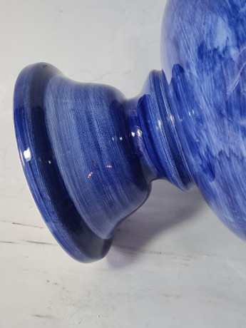 Фруктовница винтажная большая Pintado A Mano Spain, синяя с фруктовым декором, 28 x 18 см, Испания, 1970-80гг.