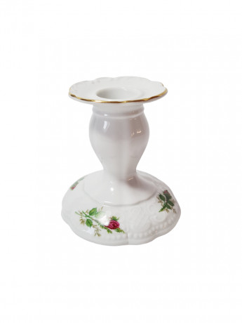 Подсвечник винтажный Seltmann Weiden с сиреневыми цветками, фарфор, 9 x 8 см, Германия, 1960-70гг.