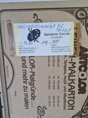 Картина винтажная "Скрипка" худ. Salvatore Coccia  / Die Boheme, черно-золотая рама, 31,5 x 25 см, Германия, 1960-1970гг.