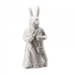 Hutschenreuther Hutschenreuther Hasenfiguren Hasenfrau mit Korb - weiss glasiert h: 13,7 cm Фигурки кроликов Hutschenreuther женщина-кролик с корзиной - белая глазурь, высота: 13,7 см