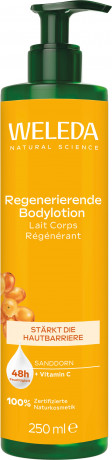 WELEDA Regenerierende Bodylotion, 250 ml, Восстанавливающий лосьон для тела с облепиховым и аргановым маслами и витамином C, 250 мл