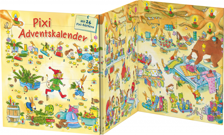 Carlsen Pixi Adventskalender 2026, Адвент-календарь Carlsen Pixi 2026 с 24 мини-книгами, 576 страниц, от 3 лет