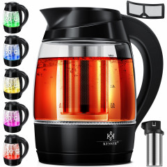 KESSER KESSER Wasserkocher, 1.8 l, 2200 W, 1,8L Edelstahl Wasserkocher 2200W Glaswasserkocher kupfer Чайник KESSER, 1,8 л, 2200 Вт, чайник из нержавеющей стали 1,8 л, стеклянный чайник 2200 Вт