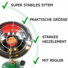 TronicXL TronicXL Gaskocher 2in1 Gaskocher + Mobile Heizung I Notheizung I Camping Set mit Gas  Газовая плита TronicXL Газовая плита 2-в-1 + мобильный обогреватель I аварийный обогреватель I походный комплект с газом